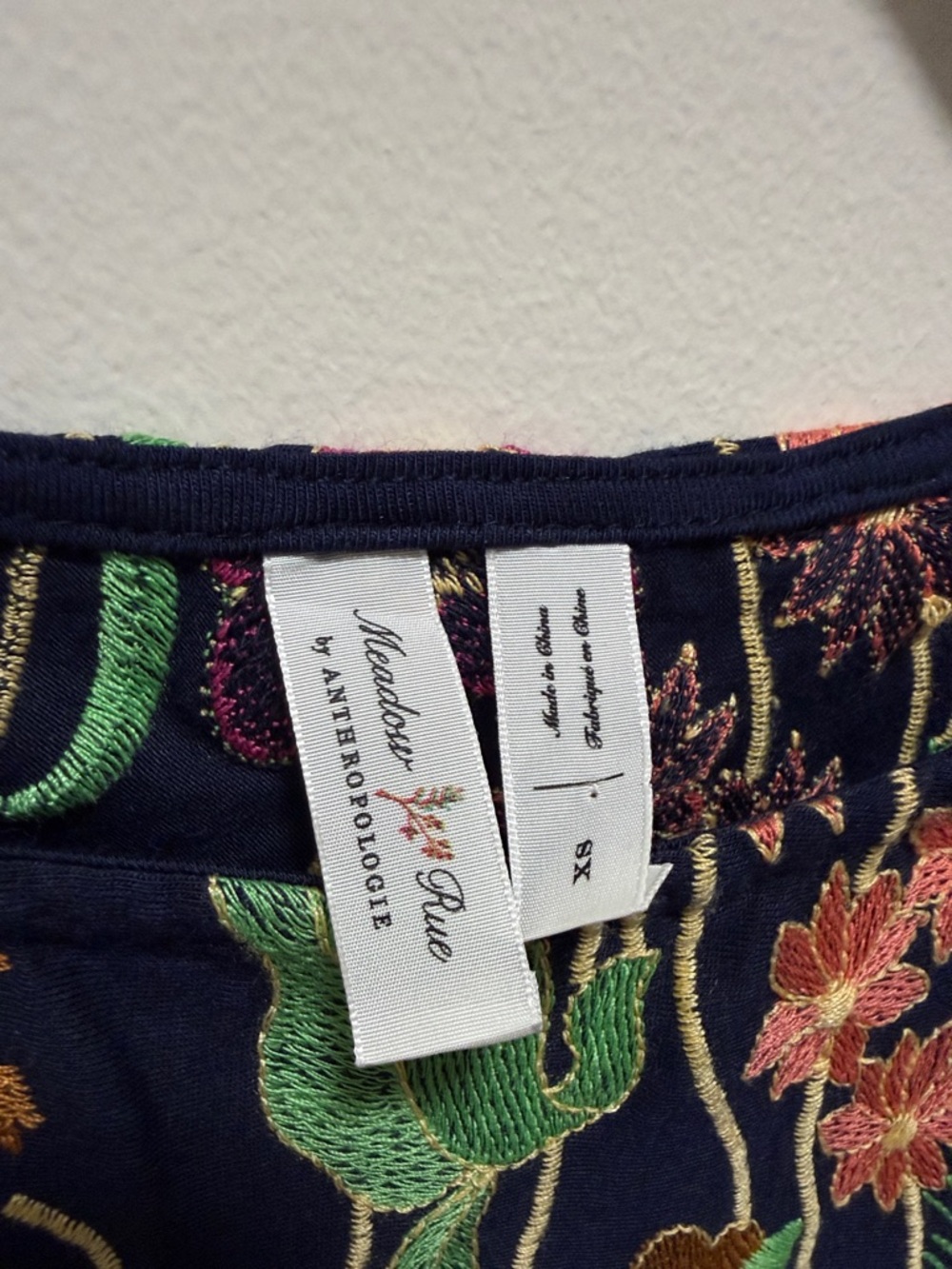 Anthropologie Meadow Rue Cartagena Navy Floral Tank Top XS - Picture 3 of 4
